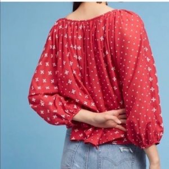 Anthro Kopal Balloon Cotton Peasant Blouse Luna - Picture 3 of 8